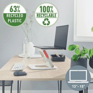 Support multi-angles réglable pour ordinateur portable Leitz Ergo, 63% de plastique recyclé