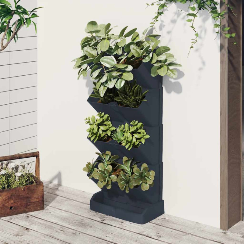 Ensemble de jardinières verticales 4 pcs Anthracite PP Ensemble de jardinières verticales 4 pcs Anthracite PP