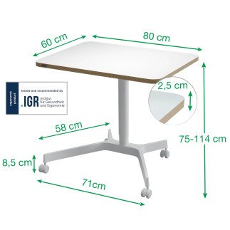 Bureau assis-debout pneumatique compact pour ordinateur portable
