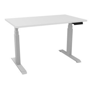 Bureau assis debout L. 120 x P. 70 blanc et gris argent livré et monté